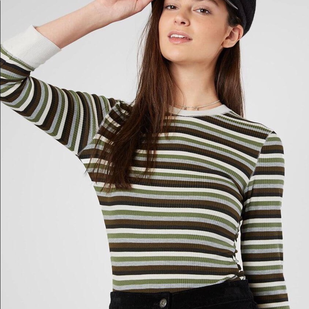 Free People Stripe Good On You 3/4 Sleeve Top XS